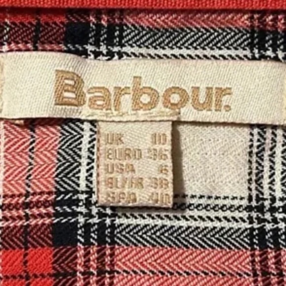 Barbour Hauxley Shirt Button Down Roll Tab Sleeves Cloud & Flame Plaid Size 6 - Picture 2 of 9